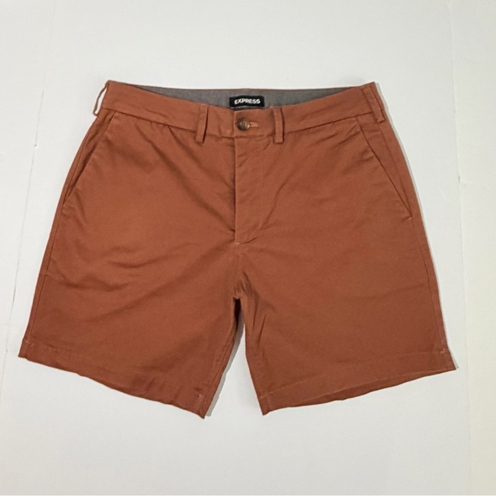 Express Men's Tan Flat Front Shorts